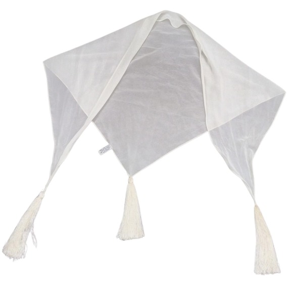 Wrap Accessories - Baar and Beards Shawl Wrap with Tassels Ivory Woven Polyester India